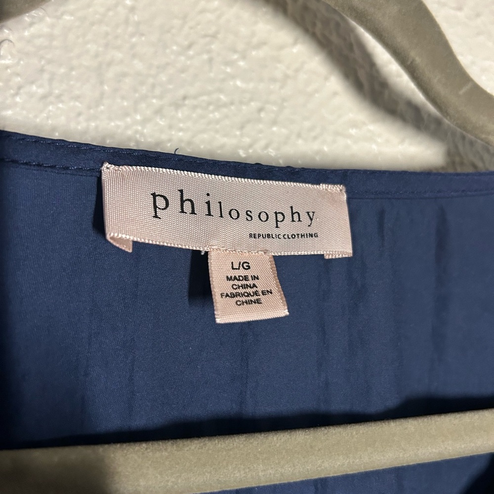 Philosophy Navy V-Neck Blouse - Picture 2 of 2